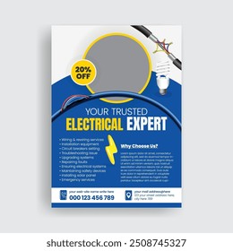 Serviço elétrico imprimir folheto ou modelo cartaz, Eletricista e empresa elétrica ou
Home Appliance Reparação de folheto de serviço