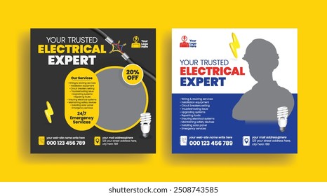 Electrical service social media post banner ads, Electrician and Electrical Company advertisement, 
Home Appliance Repair Service web banner design