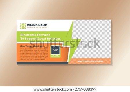 Electrical services banner. electronic services to support local business poster template design. electrical symbol as border of photo space. abstract vector illustration on horizontal layout