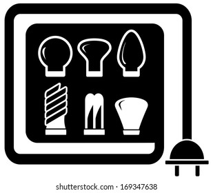 electrical set with bulb silhouette - light bulbs sale symbol