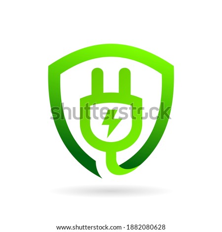 electrical shield logo with plug in shield concept
