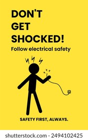 Electrical shock hazard industrial warning sign vector. Electricity sign, Safety first sign electrical. Don't get shocked.