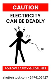 Electrical shock hazard industrial warning sign vector. Electricity sign, Safety first sign electrical. Electricity can be deadly sign.