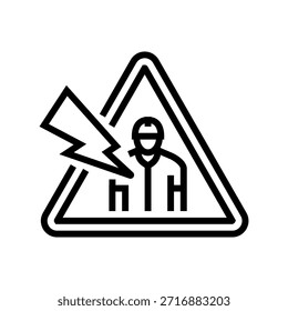Icono de línea de peligro de descarga eléctrica. Vector de peligro de descarga eléctrica. Ilustración negra de contorno aislado