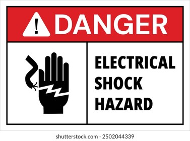 Electrical shock hazard symbol sign for safety purpose, isolated with white label