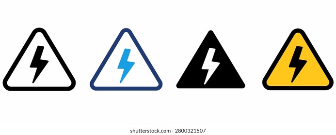 Electrical Shock and High Voltage Hazard Warning sign collection. Containing Industrial Danger, Risk Alert, Power Supply, and Precautionary symbols.
