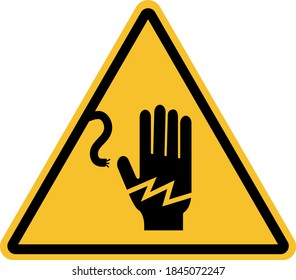 Signo de aviso de choque eléctrico. Símbolos y signos de seguridad.