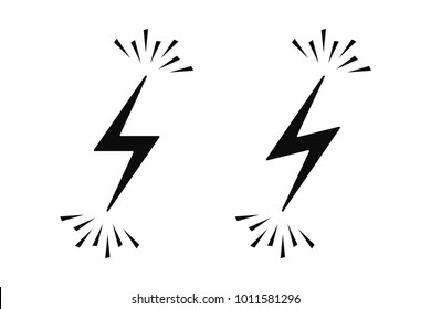 Electrical Sign with Sparks. Vector Illustration of Electric Energy Icon in Black on Yellow Background. Electric Flash in Two Graphic Variation