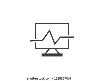 Electrical signal on computer monitor icon