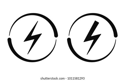 Electrical Signs. Vector Icon of Electric Energy Symbol in Black and on White Background. Current Circulation