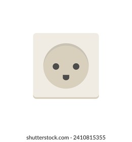Electrical socket flat design vector illustration. House electricity and power concept. Voltage cable off. Energy cable unplug.
