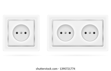 electrical socket outlet for indoor electricity wiring stock vector illustration isolated on white background