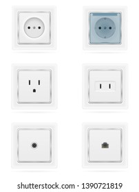 electrical socket outlet for indoor electricity wiring stock vector illustration isolated on white background