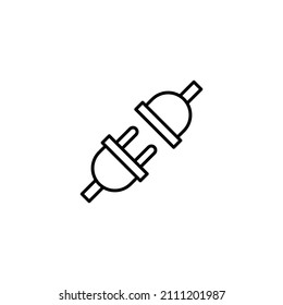 Toma eléctrica con enchufe. El concepto de conexión y desconexión. Enchufe eléctrica y enchufe desconectados. Cable, corte de alimentación de cable — enchufe de salida de vectores de material de archivo icono de vecto de estilo glifo