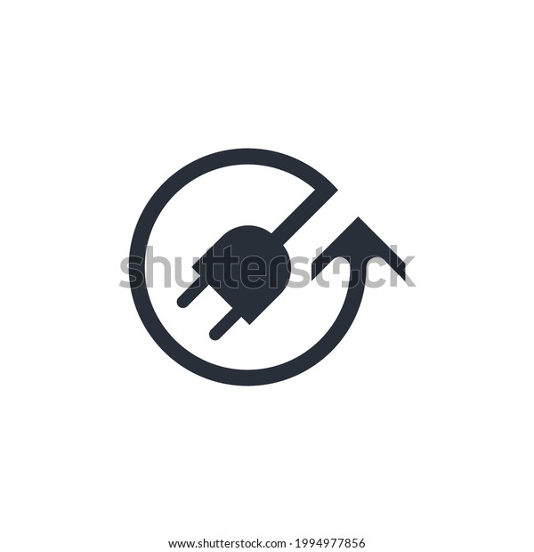 Electrical socket, plug. Energy charging.\
Vector linear icon isolated on white\
background.