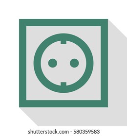 Electrical socket sign. Veridian icon with flat style shadow path.