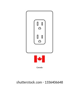 Electrical socket Type B. Power plug and Canada flag vector illustration.