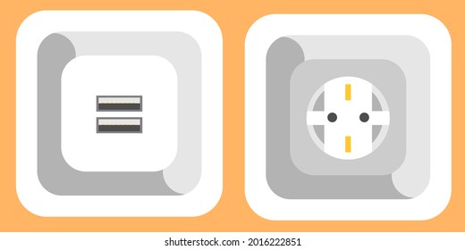 Electrical sockets and plugs for electrical appliances, flat