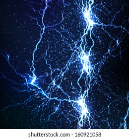 electrical sparks on a dark blue background