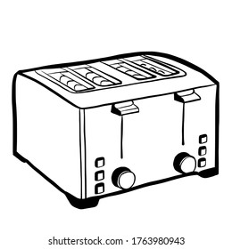 Electrical steel toaster hand drawn vector illustration isolated on white background 