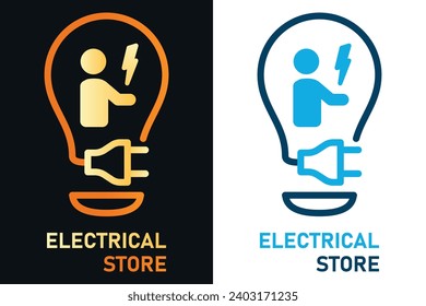 electrical store, electrician icon - logo, brand design