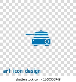 electrical stove with pan vector icon on white background