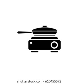 electrical stove vector with pan icon
