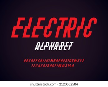 electrical style alphabet design with uppercase, numbers and symbol