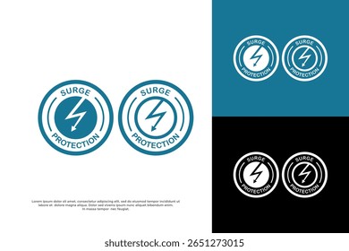 Design do logotipo de proteção contra sobretensão elétrica. Ícone de vetor para sistemas de segurança.