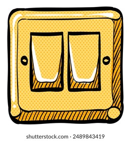 Electrical switch halftone icon hand drawn color vector illustration