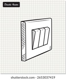 Icono de interruptor eléctrico en líneas de dibujo de doodle. Lámpara de luz de Botón apagada