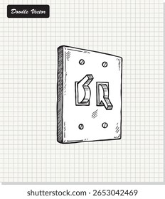 Icono de interruptor eléctrico en líneas de boceto de doodle