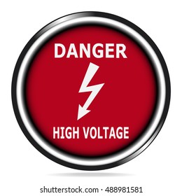 Electrical switch the power voltage icon on red button,  warning sign