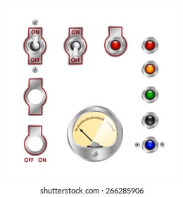 electrical switches and colored lights