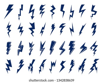 Electrical symbols. Thunder flashes storming bolt electric flash vector logos