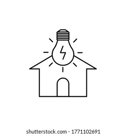 Sistema eléctrico en el icono de la línea de la casa. Ilustración vectorial.