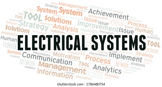 Electrical Systems typography vector word cloud.