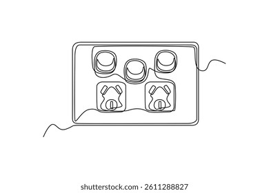Electrical terminal concept. Single line draw design. Vector graphic illustration