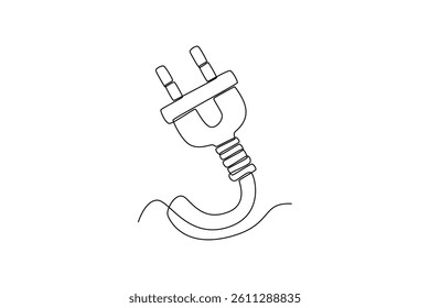 Electrical terminal concept. Single line draw design. Vector graphic illustration