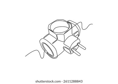 Electrical terminal concept. Single line draw design. Vector graphic illustration