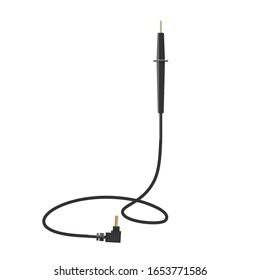 Electrical test probe with wire and plug. Vector illustration isolated on white background