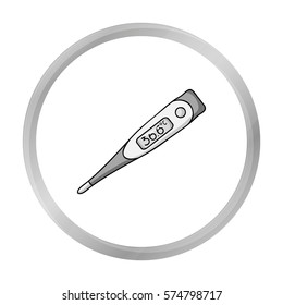 Electrical thermometer icon in monochrome style isolated on white background. Baby born symbol stock vector illustration.