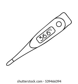 Electrical thermometer icon in outline style isolated on white background. Baby born symbol stock vector illustration.