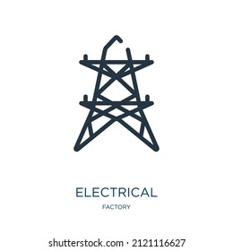 electrical thin line icon. electric, power linear icons from factory concept isolated outline sign. Vector illustration symbol element for web design and apps.