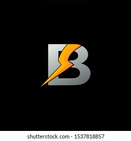 Electrical Thunder Bolt Letter B logo icon. Creative abstract techno design concept letter B with thunder element for technology business.