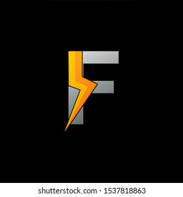 Electrical Thunder Bolt Letter F logo icon. Creative abstract techno design concept letter F with thunder element for technology business.