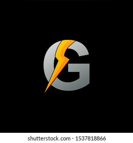 Electrical Thunder Bolt Letter G logo icon. Creative abstract techno design concept letter G with thunder element for technology business.
