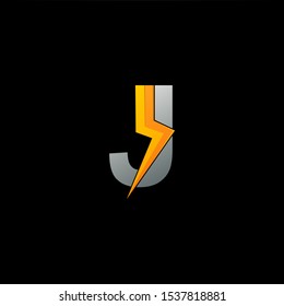 Electrical Thunder Bolt Letter J logo icon. Creative abstract techno design concept letter J with thunder element for technology business.