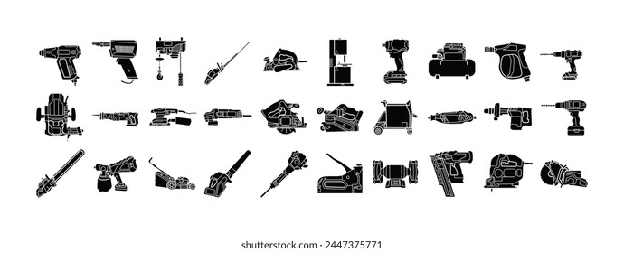 Electrical Tools Icon Vector Set Illustration