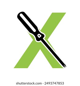 Electrical tools Logo combine with letter X vector template